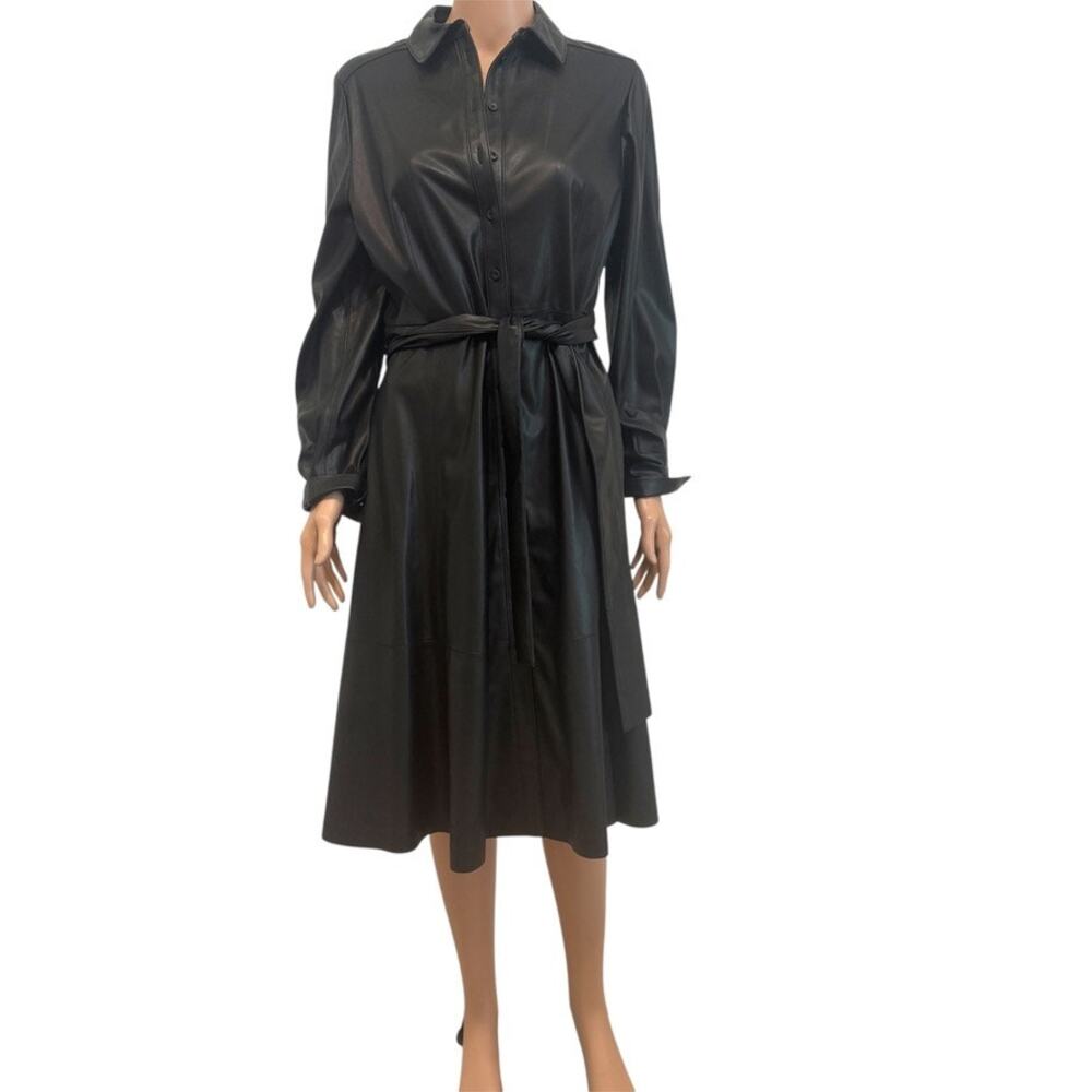Kobi Halperin Wyatt medium long sleeve faux leather shirtdress D2 3298